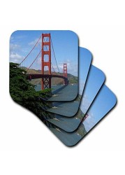 3dRose Golden Gate Bridge San Francisco Coaster, Soft, Set of 4