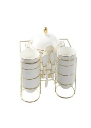 Shallow 15 Pcs Serving Set  -White &amp; Gold