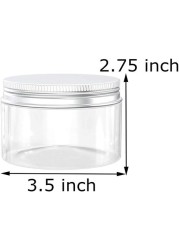 FUFU 10 OZ Plastic Jars with Aluminum Lids,12 Pack Clear Plastic Slime Containers for Dry Food, Crafts and Light Clay