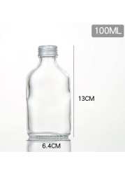 FUFU 5 pieces 50ml empty juice bottle glass milk drink bottle whiskey bottle vodka bottle party drink shop (Silver lid)