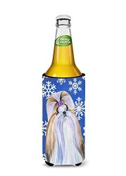 Caroline&#39;s Treasures Ss4603Muk Shih Tzu Winter Snowflakes Holiday Ultra Beverage Insulators For Slim Cans, Slim Can, Multicolor