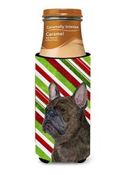 Caroline&#39;s Treasures Ss4588Muk French Bulldog Candy Cane Holiday Christmas Ultra Beverage Insulators For Slim Cans, Slim Can, Multicolor