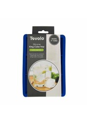 Tovolo Inch Large King Craft Ice Mold Freezer Tray Of 2&quot; Cubes For Whiskey, Bourbon, Spirits &amp; Liquor Drinks, Bpa-Free Silicone, Set Of 1, Stratus Blue