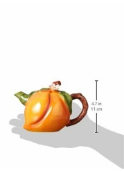 Cosmos Gifts Peach Ceramic Teapot, 4-5/8-Inch