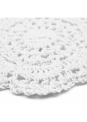 kilofly Small Crochet Cotton Lace Coasters Doilies Pack Set, 4pc, White, Round, 4 inch