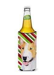 Caroline&#39;s Treasures Ss4565Muk Bull Terrier Candy Cane Holiday Christmas Ultra Beverage Insulators For Slim Cans, Slim Can, Multicolor