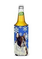 Caroline&#39;s Treasures Lh9292Muk French Bulldog Winter Snowflakes Holiday Ultra Beverage Insulators For Slim Cans, Slim Can, Multicolor