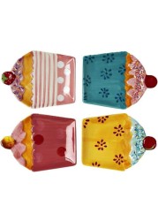 Shallow IC366-4MF 4 Piece Dessert Serving Set, Multi-Colour, W 16.0 x H 12.4 x D 5.8 cm, Porcelain