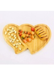 Lihan - Wooden Bamboo Heart Shaped Servingtray Brown For Nuts And Candy 1.5X18X27Centimeter