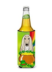 Caroline&#39;s Treasures Bb1988Muk Afghan Hound St. Patrick&#39;s Day Michelob Ultra Beverage Insulator For Slim Cans, Slim Can, Multicolor