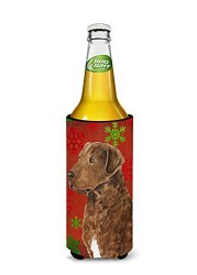 Caroline&#39;s Treasures Ss4738Muk Chesapeake Bay Retriever Red Snowflakes Holiday Christmas Ultra Beverage Insulators For Slim Cans, Slim Can, Multicolor