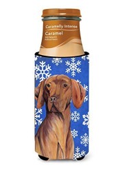 Caroline&#39;s Treasures Sc9378Muk Vizsla Winter Snowflakes Holiday Ultra Beverage Insulators For Slim Cans, Slim Can, Multicolor