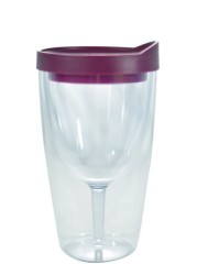 Southern Homewares Wine Tumbler - 10Oz Insulated Vino Double Wall Acrylic With Merlot Red Drink Through Lid - Wine 2Go!