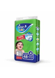 Fine Baby Diapers, DoubleLock Technology, Size 4, Large 7 - 14kg, Jumbo Pack, 48 diaper count