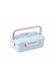 Kids Wheat Straw LunchBox With Spoon &amp; Fork- Blue,BD-WS-16