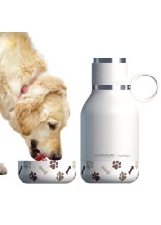 Asobu Dog Bowl Bottle 1L - Stainless Steel Hydration Bottle and Detachable Bowl for Dogs - White