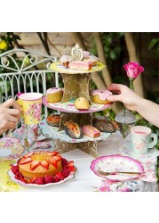 Talking Tables 36cm Height 14 Truly Scrumptious Party Floral Cake Stand-Ideal For Afternoon Tea or a Special Birthday, Pink, Blue, Yellow