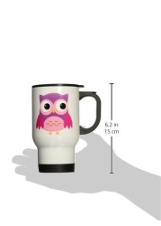 3Drose Cute Purple Owl Stainless Steel Travel Mug, 14-Ounce