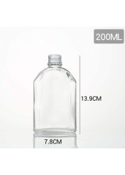 FUFU 5pcs 200ml empty juice bottle glass milk beverage bottle whiskey bottle vodka bottle party drink shop coffee shop (Silver lid)