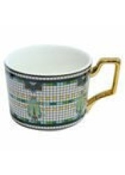 Bee Design Ceramic Coffee Cup With Saucer Stripe green - 350ml