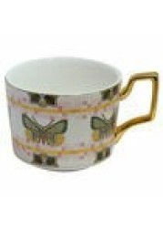 Butterfly Design Ceramic Coffee Cup With Saucer Pink - 350ml