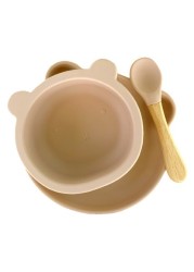 Bamboo Bark - baby feeding silicone set - bowl, plate and spoon