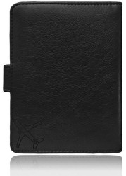 Doreen Passport Holder Leather Travel Wallet - RFID Blocking Passport Cover with Magnetic Button for Women Men (Black - Map)（GC1286A）