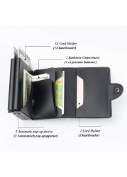 Doreen Faux Leather Business Double Layer Credit Card Holder RFID Blocking Pop-up Wallet Money