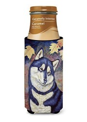 Caroline&#39;s Treasures 7173Muk Fall Leaves Siberian Husky Ultra Beverage Insulators For Slim Cans, Slim Can, Multicolor