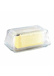 Tablecraft Ribbed Glass Butter Dish