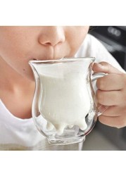 Binoster Double Layer Clear Glass Milk Cup,Hh-69