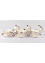Lihan Best Porcelain Bone China 12 Coffee Cup Saucer Tea Cup Saucer High-Quality Gold Bone, Gift Package Suitable For Office, Restuarant, Living Room(180Cc)