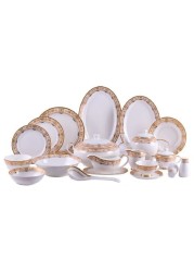 Dinner Set Porcelain Gold, 115pcs tea set; 10&#39;5 flat plate- (12) , 8&#39; soup plate- (12) 8&#39; flat plate- (12), 7&#39;5 flat plate- (12) 6&#39; salad bowl- (12), &#39;tea pot (1set)- (2) Tea cup/Saucer(12set) -(24),