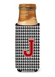 Caroline&#39;s Treasures Cj1021-Jmuk Monogram - Houndstooth Letter J Ultra Beverage Insulators For Slim Cans, Slim Can, Multicolor