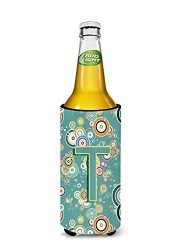 Caroline&#39;s Treasures Cj2015-Tmuk Letter T Circle Circle Teal Initial Alphabet Ultra Beverage Insulators For Slim Cans, Slim Can, Multicolor