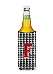 Caroline&#39;s Treasures Cj1021-Fmuk Monogram - Houndstooth Letter F Ultra Beverage Insulators For Slim Cans, Slim Can, Multicolor