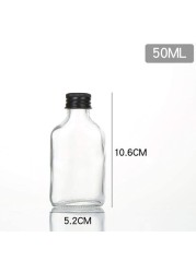 FUFU 12pcs empty juice bottle glass milk beverage bottle coffee bottleKombucha bottle whiskey bottle coffee bottle vodka bottle party drink shop coffee shop (50ML, black lid)