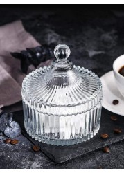 FUFU Tent Shaped Crystal Glass Candy Dish with Lid Candy Box Sugar Bowl Cookie Jar Biscuit Barrel Candy Buffet Storage Container for Home Office Desk...