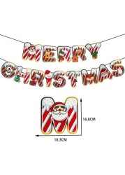 Party Time 1 Set of Stripes White and Red Merry Christmas Banner, Christmas Decorations Indoor Wall Hanging Banner, Christmas Party Supplies Merry Christmas Hanging Decor