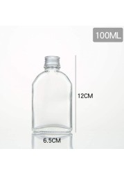 FUFU 12pcs empty juice bottle glass milk beverage bottle coffee bottle whiskey bottle coffee bottle vodka bottle party drink shop coffee shop (100ML, Silver lid)