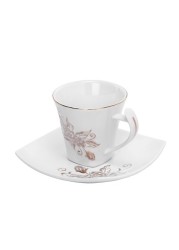 Royalford New Bone China 12Pcs Suare Cup&amp;Saucer