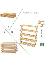 SKY-TOUCH Bamboo Shoe Rack Storage Home Folding Shoe Rack Affordable Shoe Rack Multi-Layer Storage Simple and Convenient (Size : 70cm)