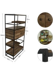 YATAI 5 Tier Wooden Bookshelf Storage Organizer With Doors