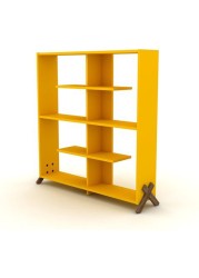 HomeCanvas KIPP Made In Turkey Modern Book Shelve for Living and Study Room (Walnut-Yellow)