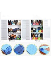 Gutsybaby 1Pcs 3 Steps Adjustable Double Shoe Rack Storage Slots Organizer Space Saver Premium Shoes Holder (Blue)