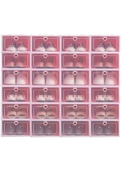 Other Clear Plastic Shoe Storage Transparent Stackable Organizer Box (Pink 24Pcs)