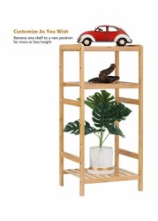 3-Tier Bamboo Shelf Storage Rack Brown 37x37x80centimeter