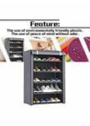 Almufarrej 5-Layer Shoe Rack Grey 60X90X30Centimeter