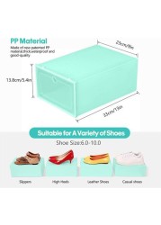 Doreen 18pcs Plastic Shoe Storage Box Stackable Clear Shoe Organizer Portable Flip Lid Dust Proof Shoes Container Drawer for Home Store（white 6pcs+pink 6pcs+green 6pcs）（GC924A 6pcs+GC925A 6pcs+GC1233A