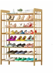 8-Tiers Bambo Wood Shoe Rack Organizer Brown 200cm